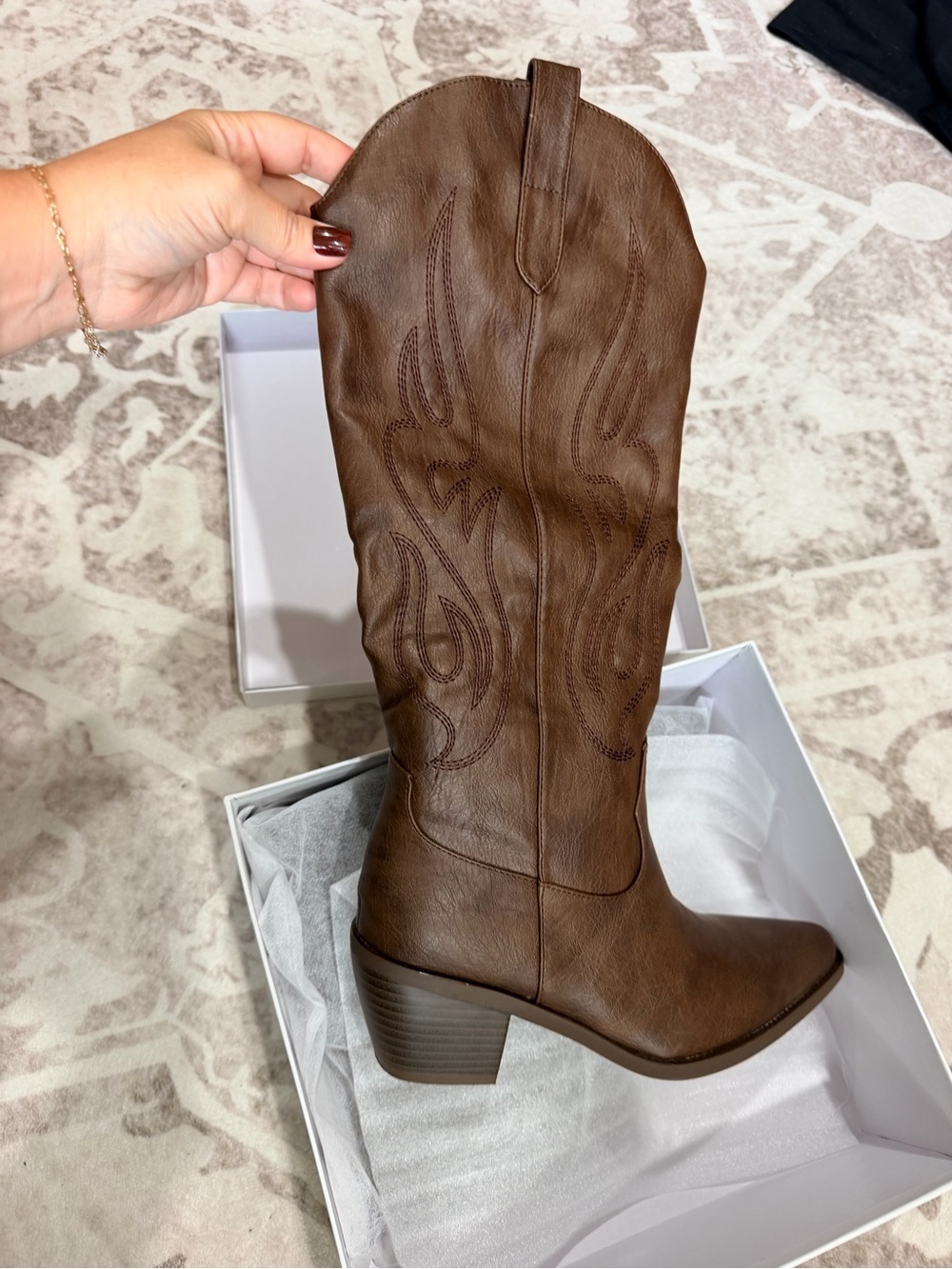 Classic Brown Western Mid-Calf Boot - Women